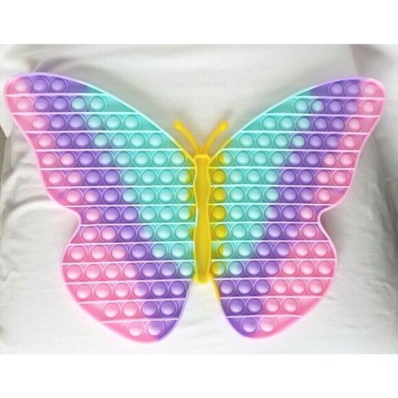 Fidget Toy Jumbo Butterfly Push Pop Bubble Pastel Rainbow Silicone - Picture 1 of 8